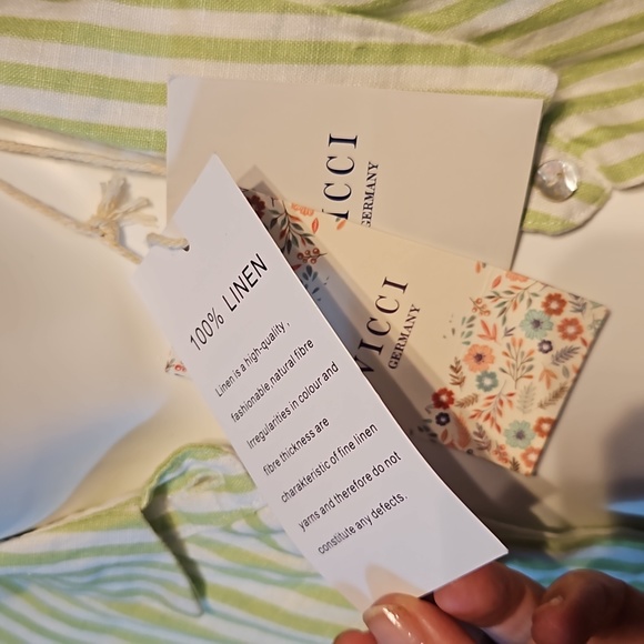 BNWT fits UK size 14 16 v pretty lime stripe linen shirt tunic dress long blouse - Picture 7 of 16